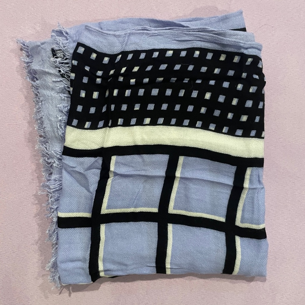 Kate Spade Purple, Black, and White Patterned Scarf